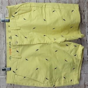 St John's bay tocan bird yellow flat front shorts size 34 nwt